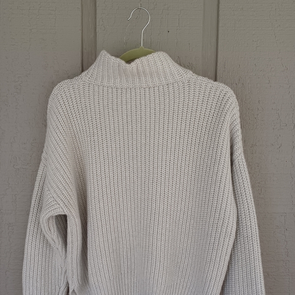 Madewell Pointelle Half Zip Pullover Sweater SZ M Women Preppy Heather Blizzard - Picture 5 of 12